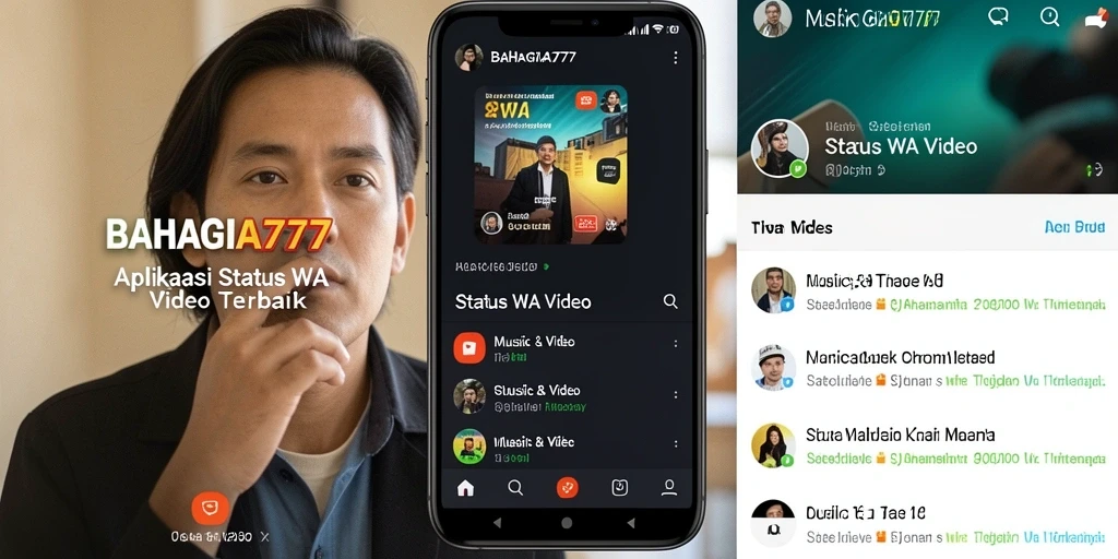 Antarmuka BAHAGIA777 menampilkan koleksi video Status WA yang menakjubkan.
