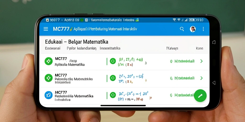 Tampilan antarmuka aplikasi MC777 untuk belajar matematika.