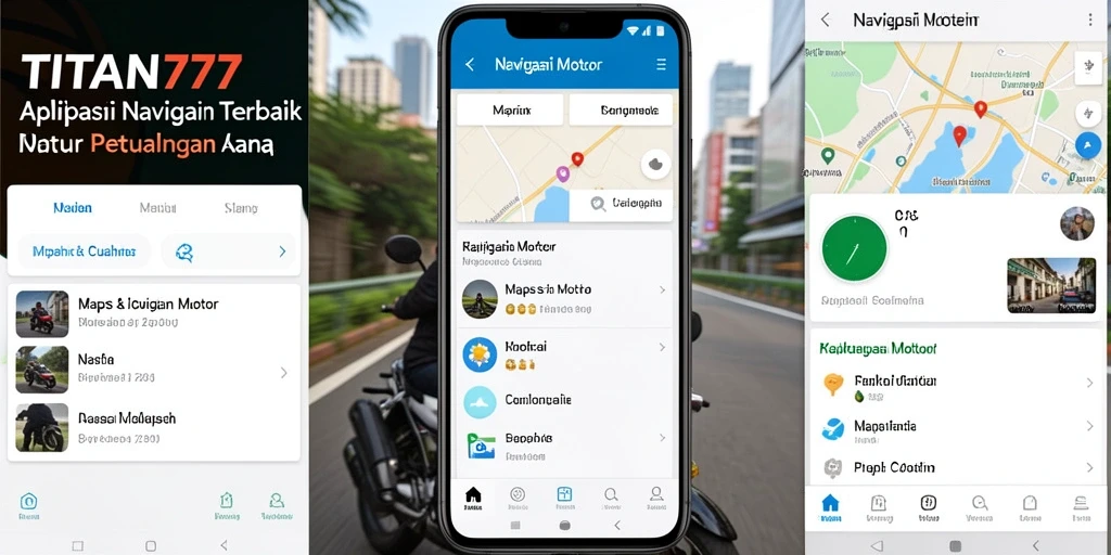 Antarmuka pengguna aplikasi TITAN777 dengan fitur navigasi motor yang lengkap.