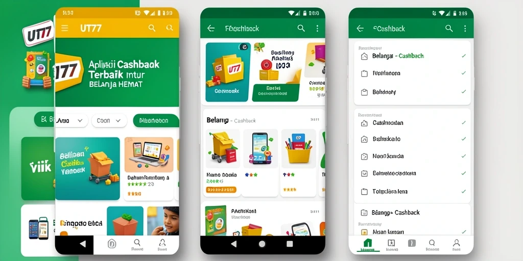 Tampilan antarmuka UT77 dengan penawaran cashback yang menarik.